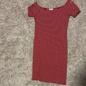 Heart & Hips Red and White Striped Mini Dress